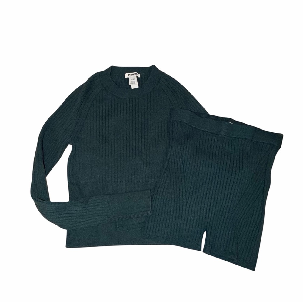 PINK Victoria's Secret Ribbed Knit Set Deep Forest Green Size Small Size XS